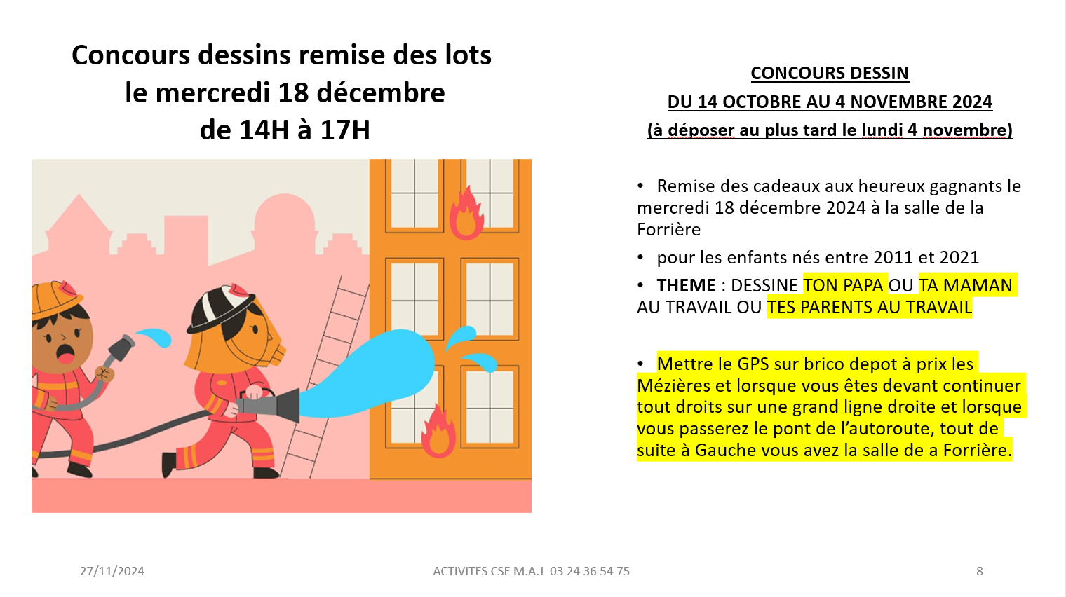 Concours dessins remise des lots