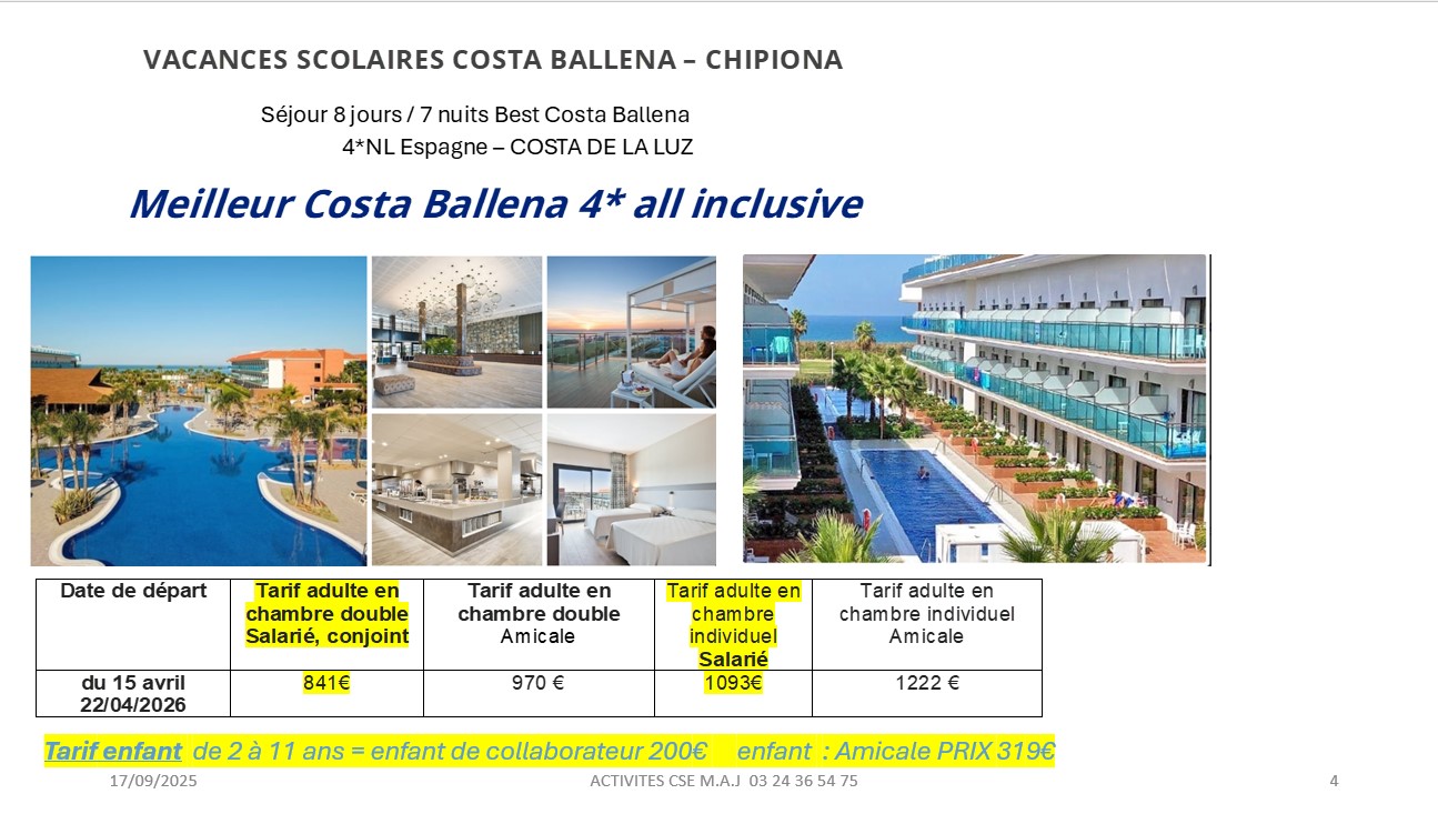 vacances scolaires Costa Ballena – Chipiona