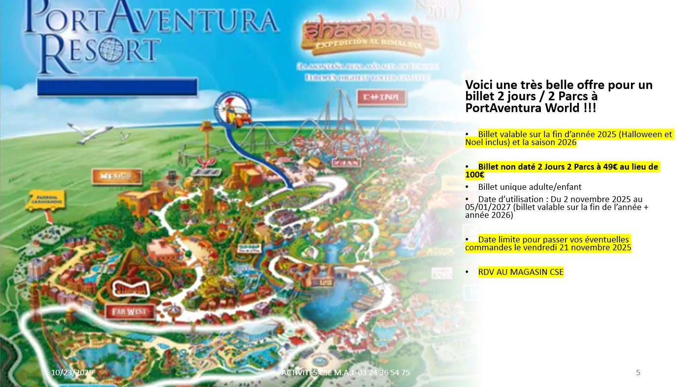 Voici une très belle offre pour un billet 2 jours / 2 Parcs à PortAventura World !!!