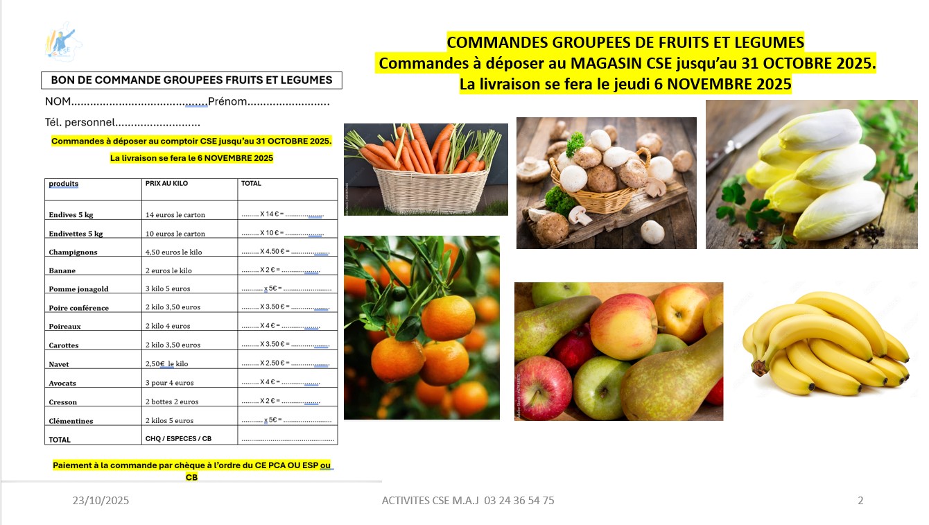 COMMANDES GROUPEES DE FRUITS ET LEGUMES