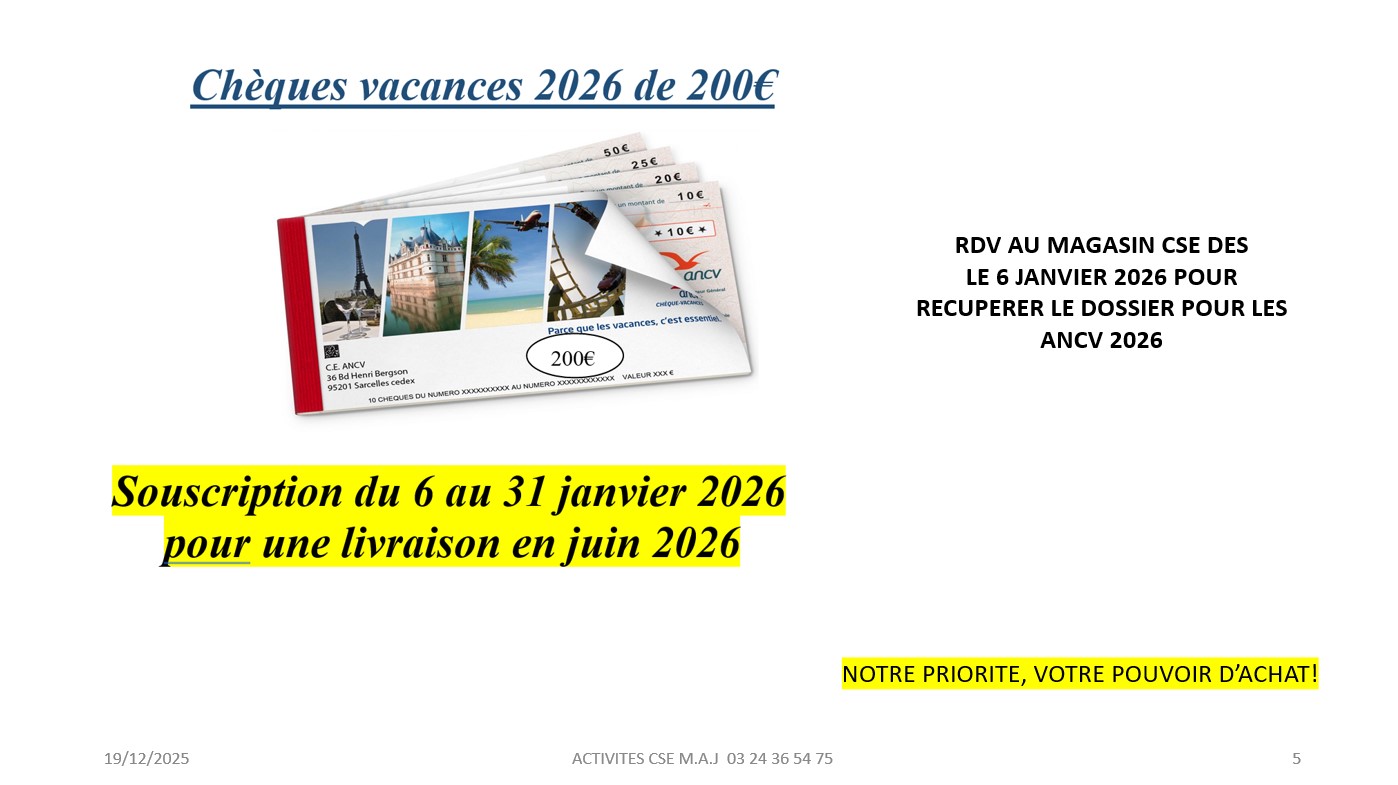 ANCV RDV AU MAGASIN CSE