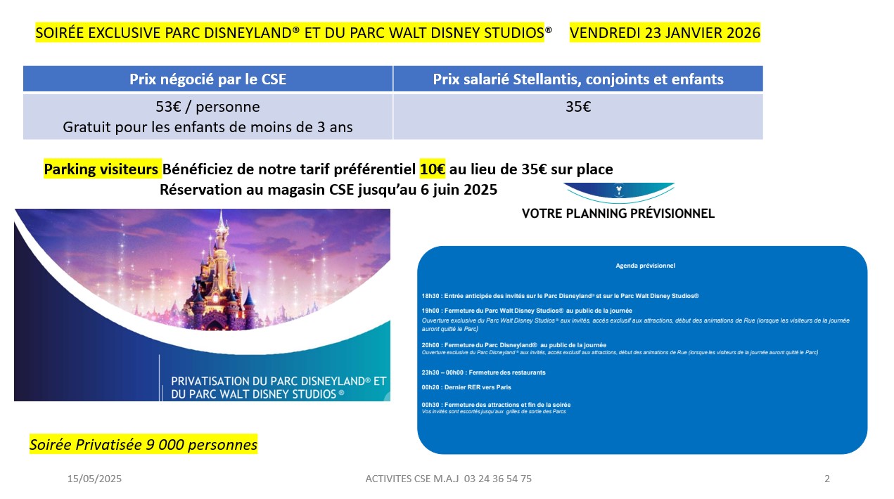 SOIRÉE EXCLUSIVE PARC DISNEYLAND® ET DU PARC WALT DISNEY STUDIOS®
