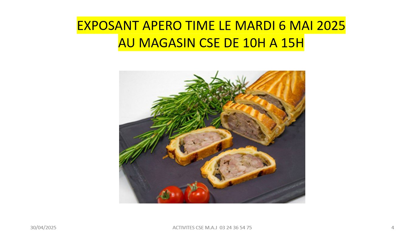 EXPOSANT APERO TIME LE MARDI 6 MAI 2025