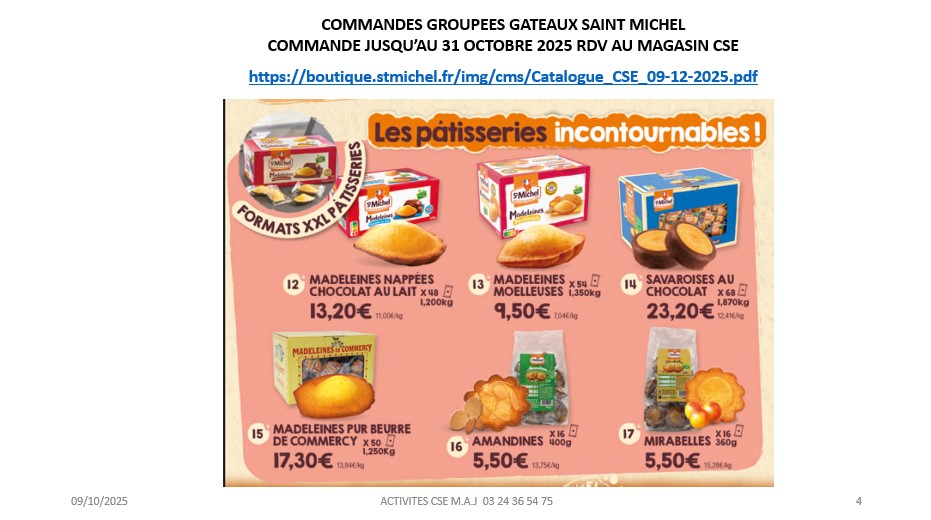 COMMANDES GROUPEES GATEAUX SAINT MICHEL