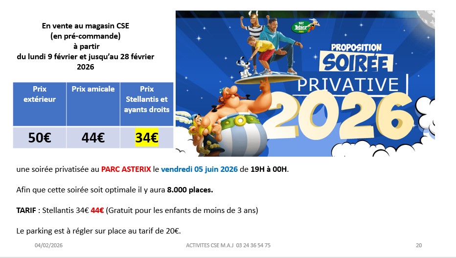 ASTERIX SOIREE PRIVATIVE