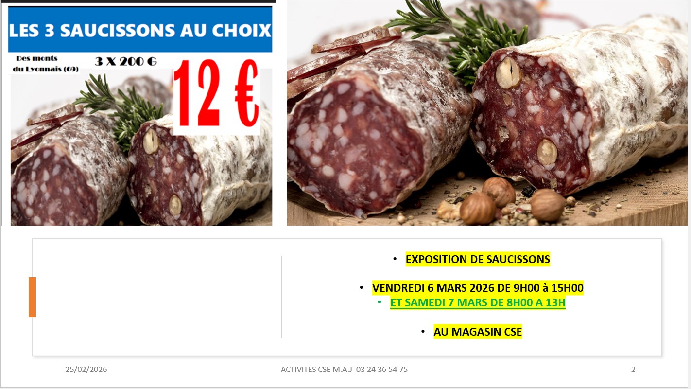 EXPOSANT SAUCISSONS AU MAGASIN CSE