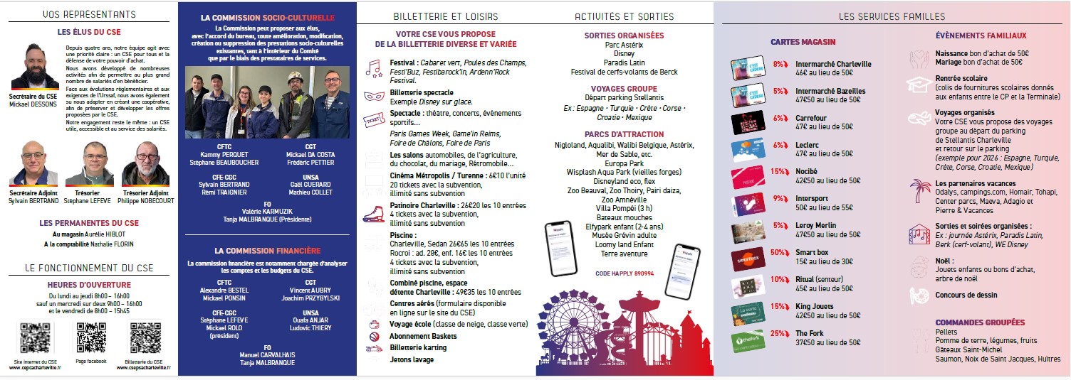 un dépliant activités du CSE