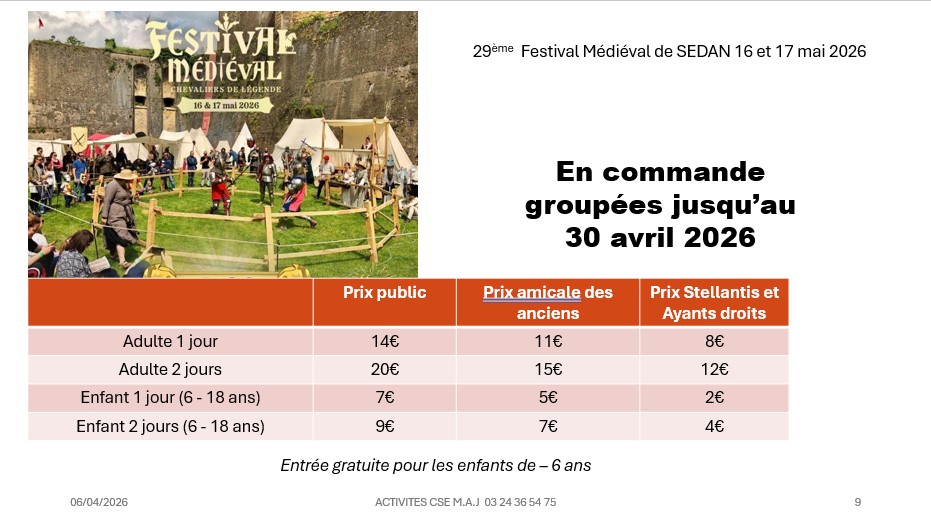 29ème  Festival Médiéval de SEDAN 16 et 17 mai 2026